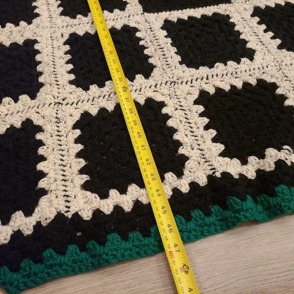 Vintage Multicolor Crochet Squares Afghan Blanket 47